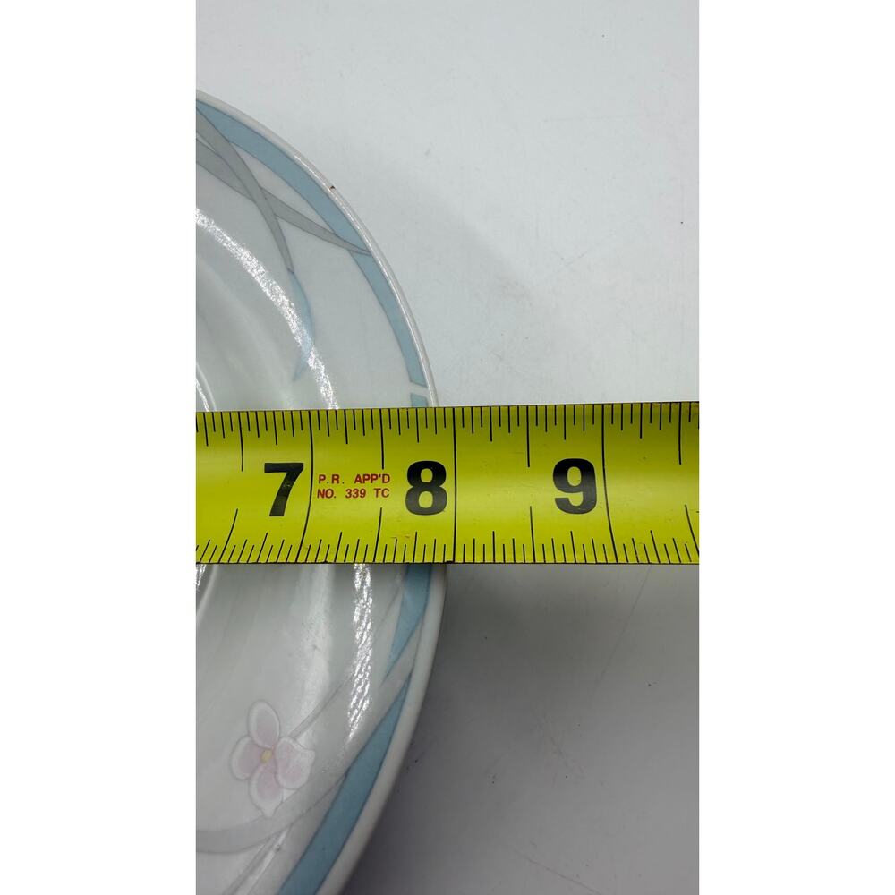 Vintage 1980's Set of 4 Salad Plates 8" Inch Blue Pink on White Porcelain - Picture 3 of 3